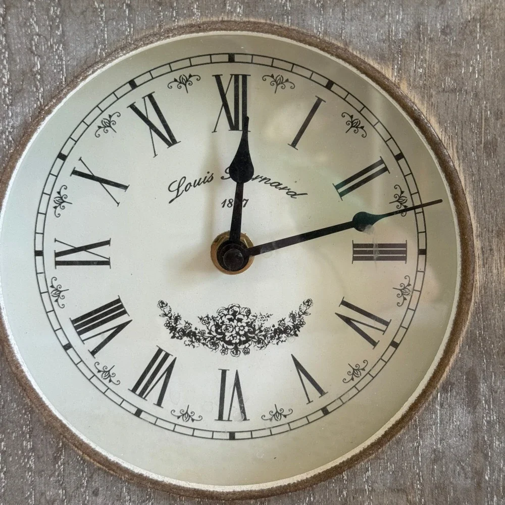 Louis Bernard 1887 Rustic Distressed Grey Mantel Clock Roman Numerals 1230705